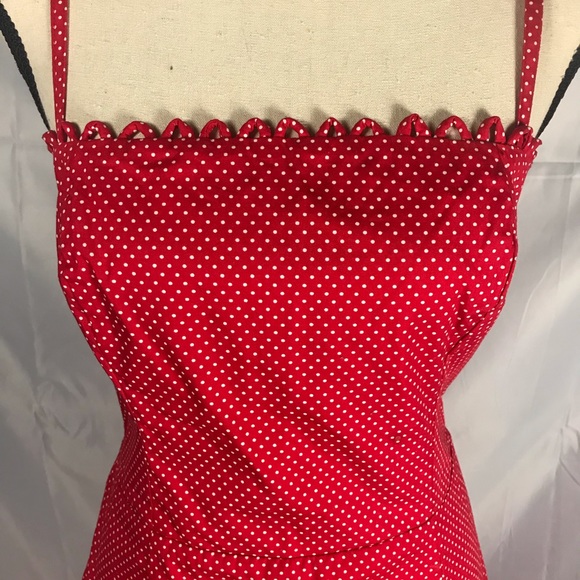 Summery Red and Subtle White Polka Dot Dress - Picture 2 of 6